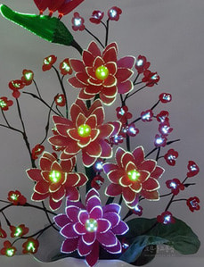 광섬유꽃-5송이 연꽃 극락조매화 (빨강)