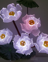 광섬유꽃-5송이 연꽃 (흰색)