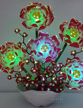 광섬유꽃-5송이 연꽃매화 (빨강)